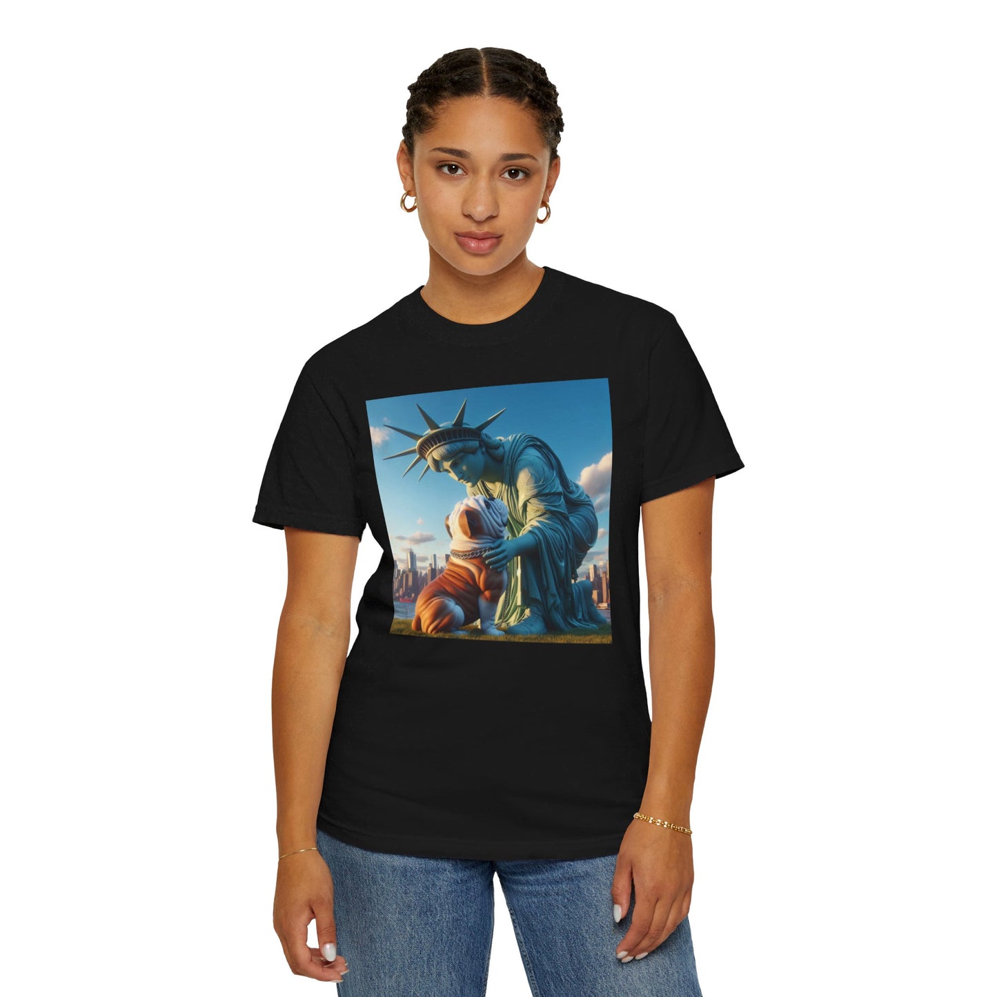 Bulldog and Statue of Liberty Classic T-Shirt