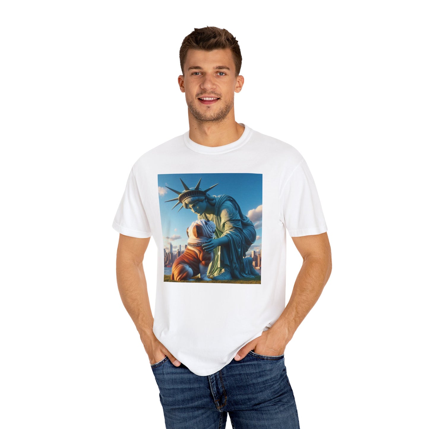 Bulldog and Statue of Liberty Classic T-Shirt