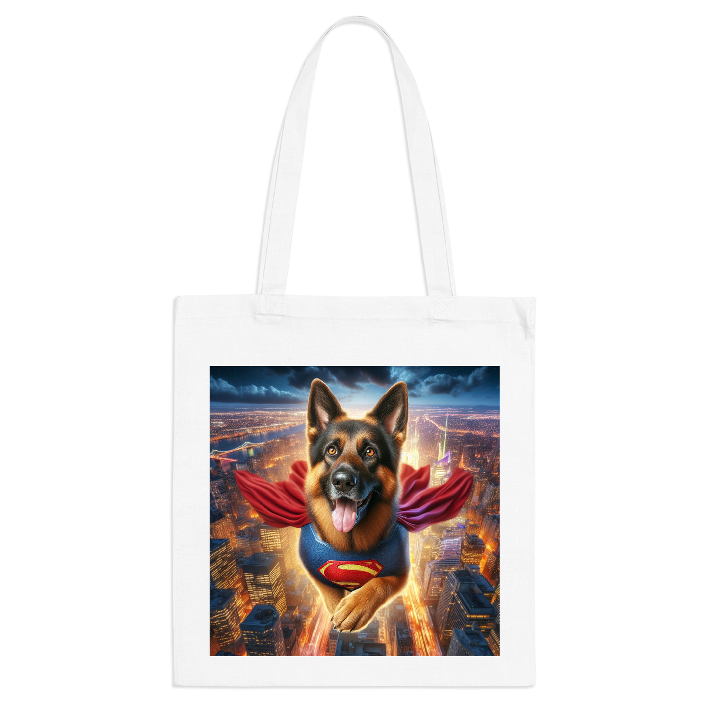 Superman Dog German Sheperd Tote Bag