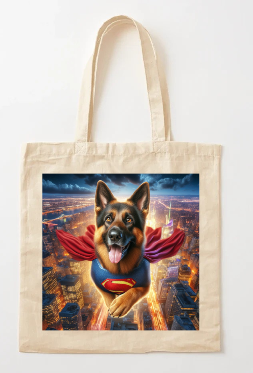 Superman Dog German Sheperd Tote Bag